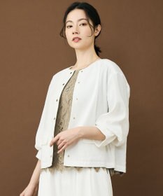 自由区 【セットアップ対応】リネンストレッチノーカラー ジャケット