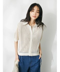 CRAFT STANDARD BOUTIQUE 配色メッシュニットカーディガン