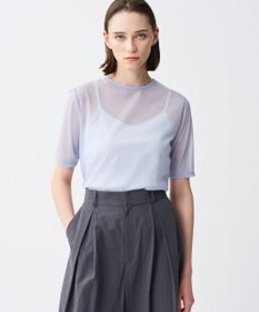 uncrave トリコットシフォン ハーフスリーブカットソー サックス