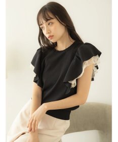 earth music&ecology レースドッキングフリルニットプルオーバー