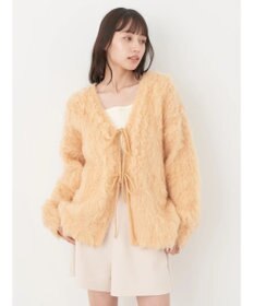 earth music&ecology 起毛リボンニットカーディガン