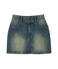 WEGO ヴィンテージウォッシュ台形デニムミニスカート