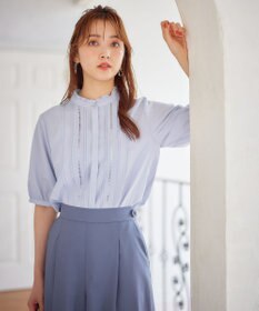 ANY SIS S 【洗える】フリルスタンドピンタック ブラウス