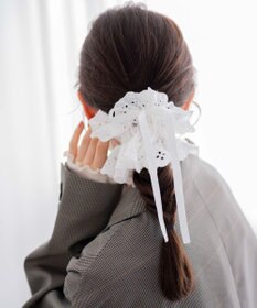 WEGO Lリボン付きレースシュシュ