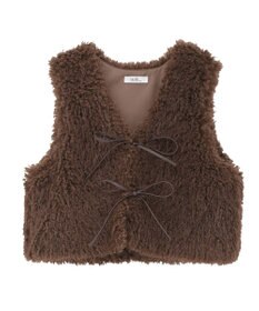 earth music&ecology フェイクファーショートジレ