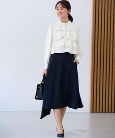 組曲 【KUMIKYOKU NAVY】コンフォータブルドレープ フリルブラウス