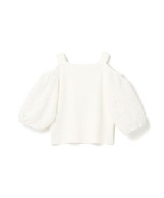 GRACE CONTINENTAL 刺繍パフスリーブニットトップ