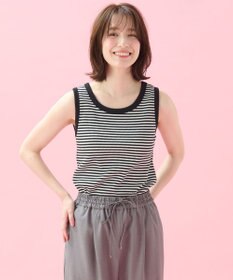 ANY 【新色追加】ラウンドタンクトップ オフ×ブラック