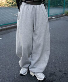 WEGO 【ウエストゴム/SMサイズ展開】裏起毛カーブデザインスウェットパンツ