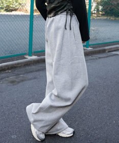 WEGO 【ウエストゴム/SMサイズ展開】裏起毛カーブデザインスウェットパンツ