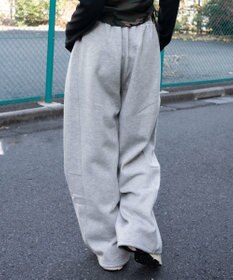 WEGO 【ウエストゴム/SMサイズ展開】裏起毛カーブデザインスウェットパンツ