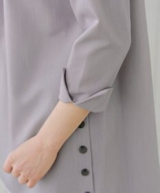 Tiaclasse 【洗える】サイドボタンシャツチュニックブラウス