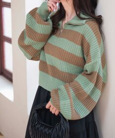 WEGO ハーフジップショートニットプルオーバー