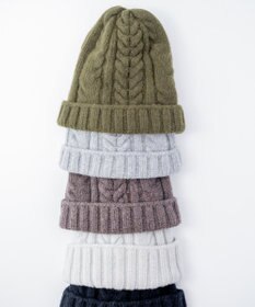 AND WOOL 〈上質な素材と手仕事から生まれた優しいニット〉メリノウール・ケーブル編みニット帽子