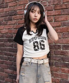 WEGO キーネックサイドレースアップちびT