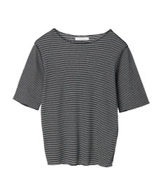 Green Parks メローリブ５分袖ボーダープルオーバー