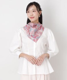 MOONBAT 【シルク100%】FURLA (フルラ) 花柄 シルクプリントスカーフ 65cm×65cm  UV対策 手洗い可能