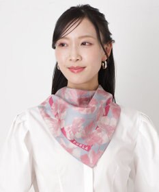MOONBAT 【シルク100%】FURLA (フルラ) 花柄 シルクプリントスカーフ 65cm×65cm  UV対策 手洗い可能