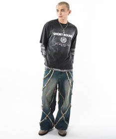 WEGO 【ユニセックス着用ITEM】フリンジデニムパンツ