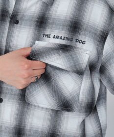 WEGO 【ユニセックス着用ITEM/MLサイズ展開】イラストオンブレチェックシャツ（SS）