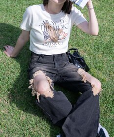 WEGO ヴィンテージウォッシュグラフィックリブT