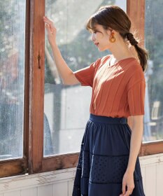 Tiaclasse 【洗える】プリーツ編みVネックニットトップス