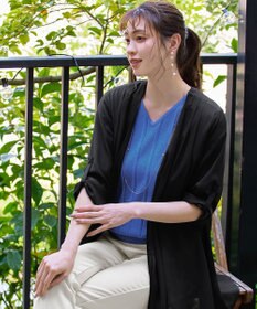 Tiaclasse 【洗える】プリーツ編みVネックニットトップス