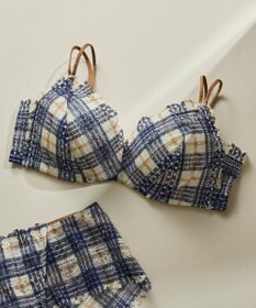 une nana cool 【リニューアル】364ブラ レース タータンチェック柄 ノンワイヤーブラ