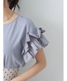 earth music&ecology フリルスリーブカットソー