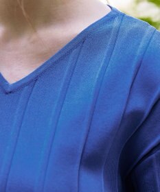 Tiaclasse 【洗える】プリーツ編みVネックニットトップス