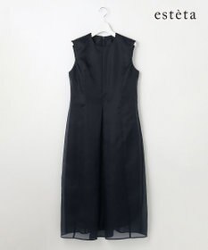 23区 【エステータ】シルクブレンド ライトタフタ シアーコンビ ワンピース