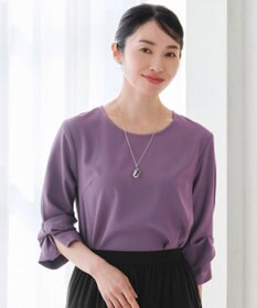 Tiaclasse 【洗える】ねじりリボン袖ブラウス