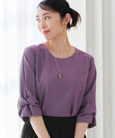 Tiaclasse 【洗える】ねじりリボン袖ブラウス