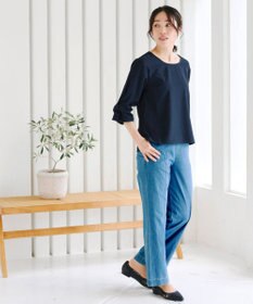 Tiaclasse 【洗える】ねじりリボン袖ブラウス