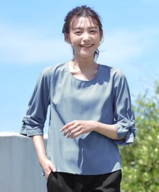 Tiaclasse 【洗える】ねじりリボン袖ブラウス