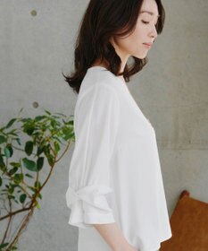 Tiaclasse 【洗える】ねじりリボン袖ブラウス