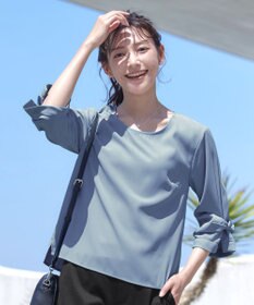 Tiaclasse 【洗える】ねじりリボン袖ブラウス