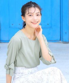 Tiaclasse 【洗える】ねじりリボン袖ブラウス