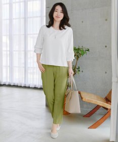 Tiaclasse 【洗える】ねじりリボン袖ブラウス