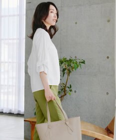 Tiaclasse 【洗える】ねじりリボン袖ブラウス