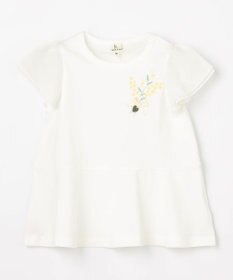 組曲 KIDS 【80-100㎝】 フラワーコサージュTシャツ