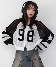 WEGO ラグランメッシュニットパーカー