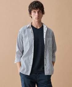 JOSEPH ABBOUD 【キングサイズ・2WAY】リバーシブルストライプ 七分袖 シャツ