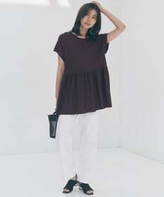 UNFILO L スゴ機能美ニット フレンチスリーブ ペプラム