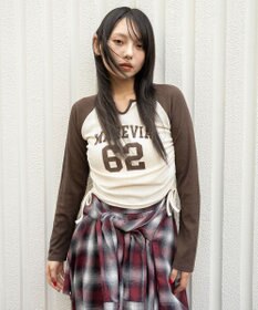 WEGO キーネックサイドドロストラグランロンT