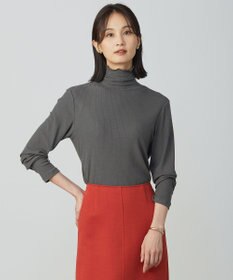 J.PRESS LADIES カシミヤシルク シアーリブ タートル カットソー スレート系