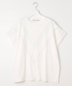 自由区 【洗える・XSサイズあり】レースEDGEフロントレース カットソー