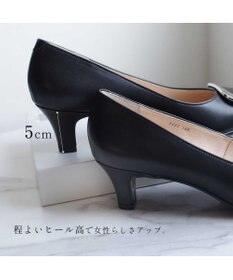 Pointer 【5cmヒール】日本製 高級本革モチーフ付きパンプス