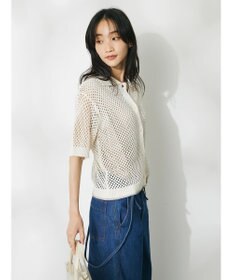 CRAFT STANDARD BOUTIQUE 配色メッシュニットカーディガン