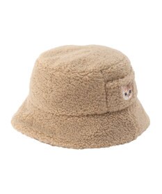 MOONBAT PAUL & JOE ACCESSOIRES 【サイズ調整可】バケットハット ボア ねこ刺繍ワッペン ヌネットモチーフ